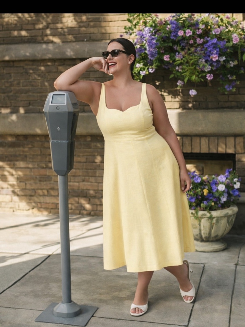 Old Navy Yellow Linen Midi Dress XXL